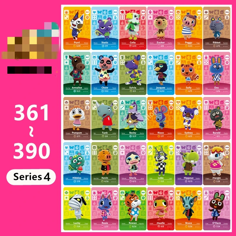 Figuras de animales de la serie 4 DE croxxxing, modelo Ntag215 NFC, etiqueta de tarjeta para accesorios de NS, Villager de juegos NFC, 361 ~ 390