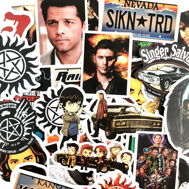 50PCS NEW Supernatural Stickers Set Anime Toy Sticker For Luggage Skateboard Motorcycle Laptop Waterproof Sticker