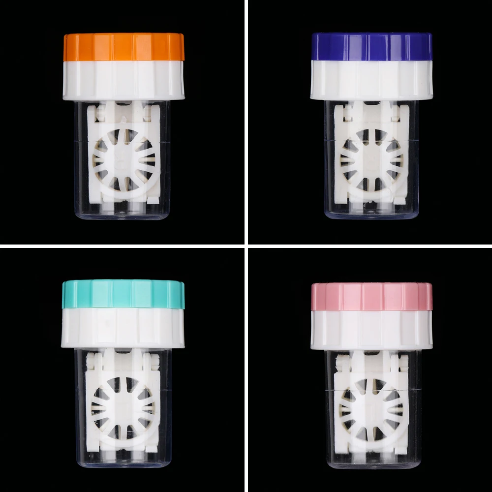 

1Pc HOt Fashion Mini Rotatable Candy color contact lenses Case for glasses Travel Glasses Lenses Box For Unisex Eyes Care Kit