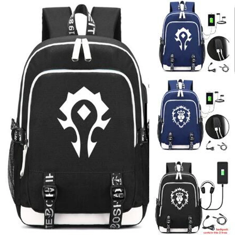 

Game World of Horde Backpack Rucksack Bag w/ USB Fashion Port/ Headphone interface Students Book Laptop bag