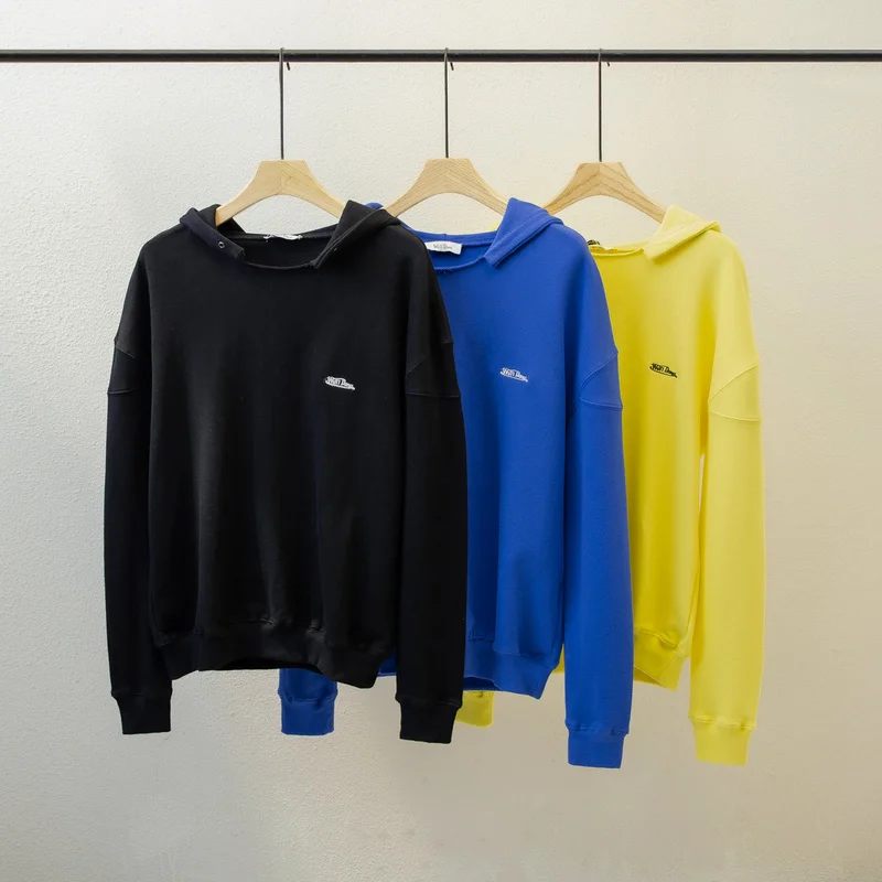 

19SS we11 done hoodies embroidery logo 1:1 high quality pure color oversize well done hoodie well done pullovers men women