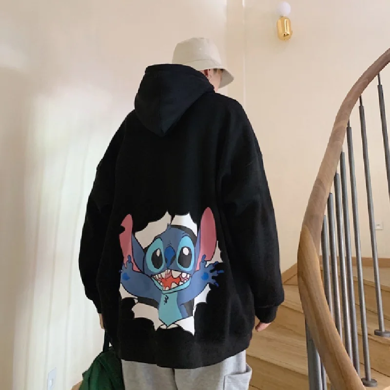 

Disney Women Hoodies Lilo Stitch Sweatshirts Hooded Tops Ohana Female Male Clothes Loose Casual Winter Long Sleeve Lady Hoodies