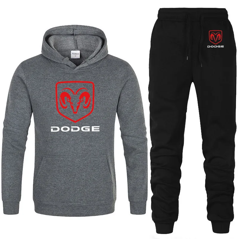 Мужские толстовки с капюшоном с логотипом Dodge Car, унисекс, модная мужская толстовка с капюшоном в стиле хип-хоп, harajuku, повседневные флисовые худи, штаны, костюм из 2 предметов