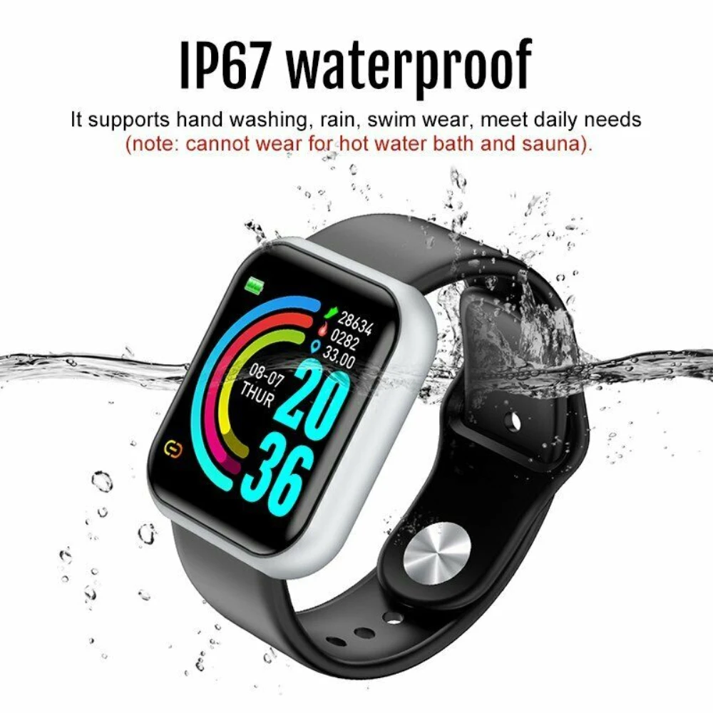 

Y68 Women Men's Smart Bracelet Waterproof Touch Screen Measurement Fitness Tracker Heart Rate Monitor Pedometer Smart Band Watch