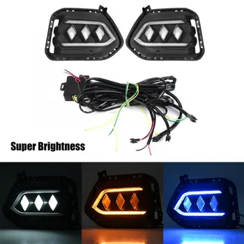 

1 Pair Car Daytime Running Light Turn Signal 3-Color DRL LED Fog Lamp for Hyundai IX35 2018 Car Styling