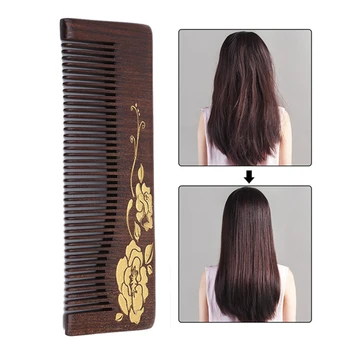 

double-sided Wooden Comb Ebony Hand Polishing And Carving Health Massage Unclogs The Meridians Whole Comb Beauty Tool