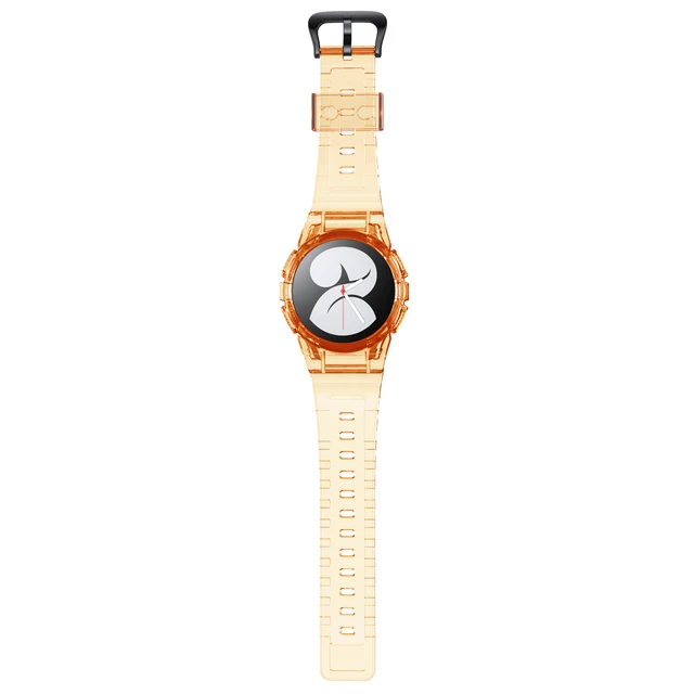 ANBEST Transparent Band+Case for Samsung Galaxy Watch 4 Newest Soft Clear Sport Strap 40mm for Galaxy Watch 4 Bracelet Watchband Transparent orange