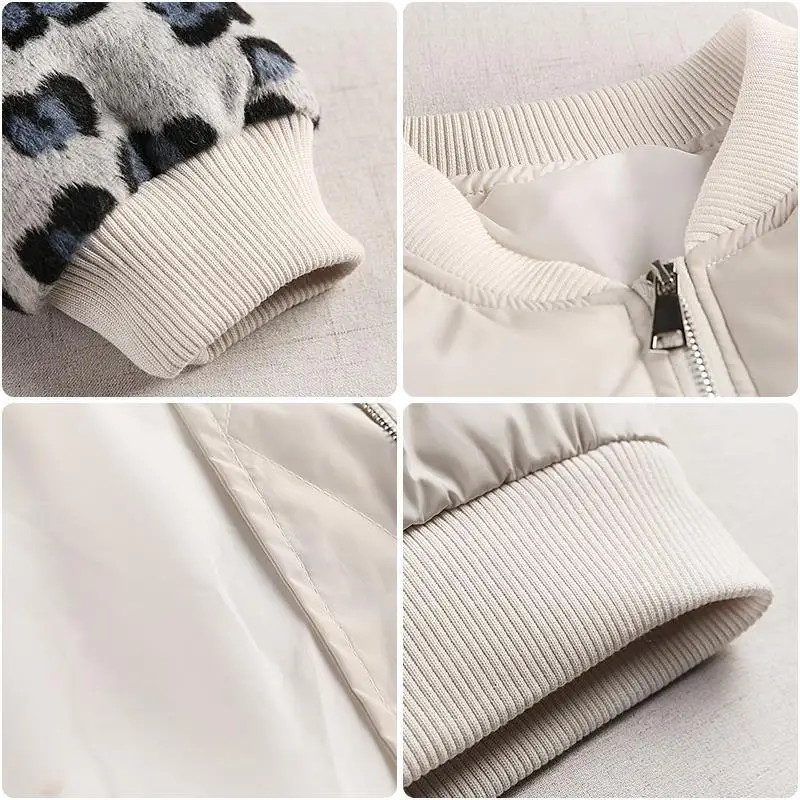 

Winter New Style Korean-style Leopord Pattern Joint down Coat down Feather Cotton-padded Clothes Women's Mid-length INS Loose-Fi
