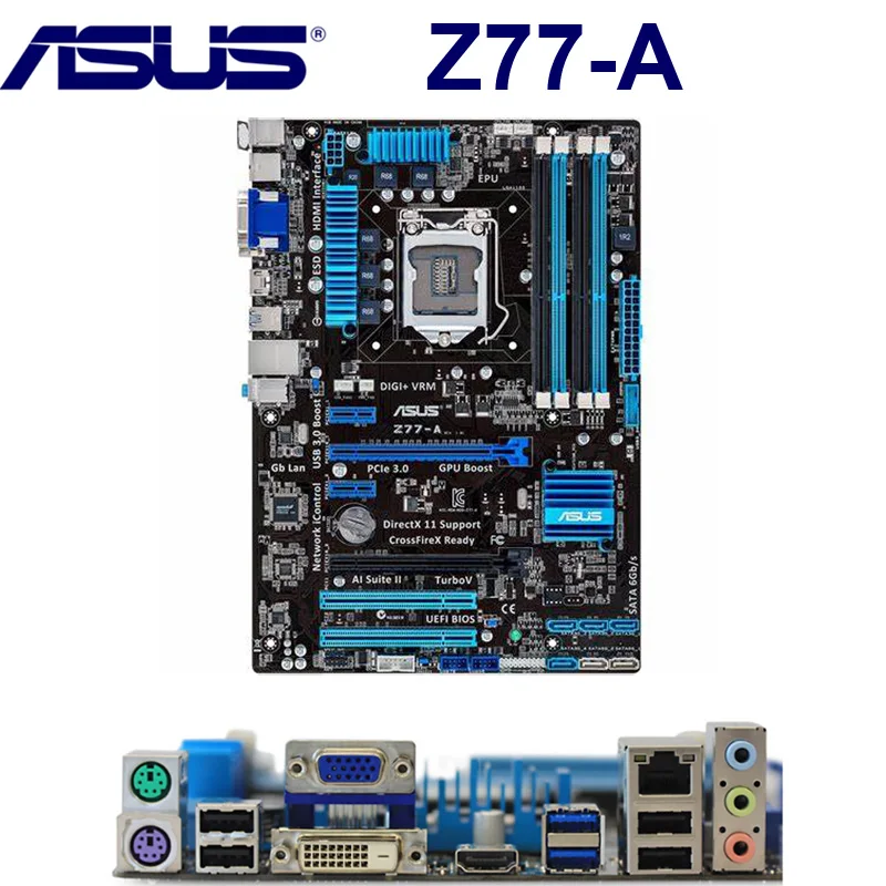 Asus Z77-A для рабочего стола материнской платы LGA 1155 DDR3 USB2.0 USB3.0 32 Гб I3 I5 I7 22/32nm Z77 ПК Материнские платы б/у