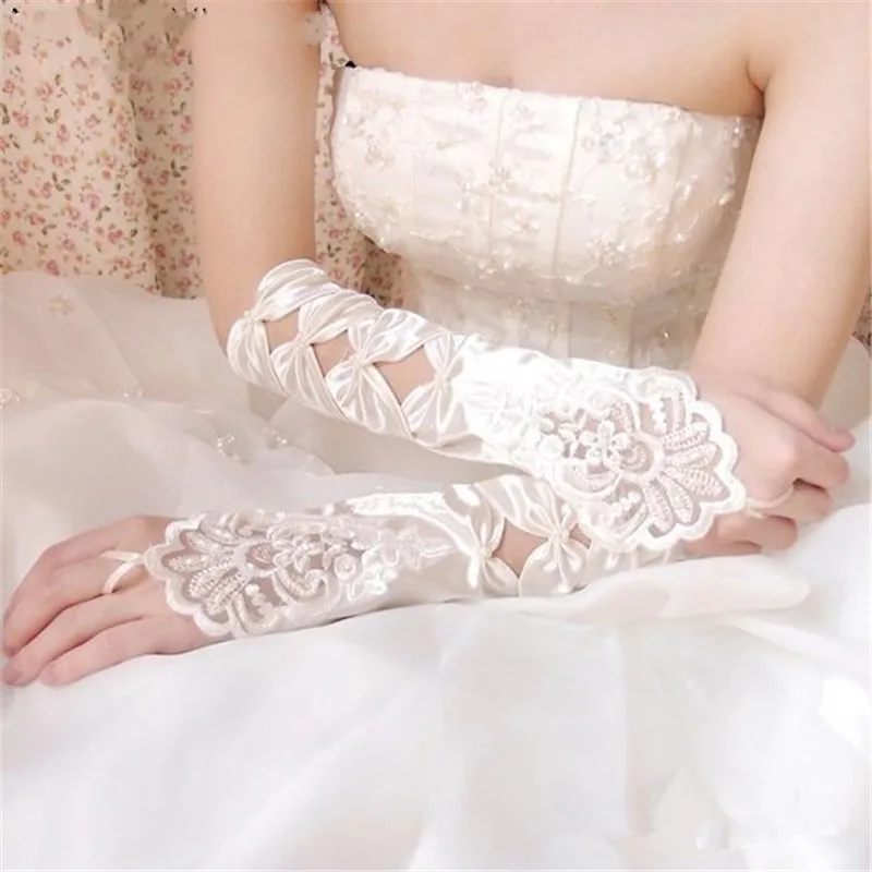 E JUE SHUNG, свадебные перчатки без пальцев белого цвета и цвета слоновой кости, кружевные свадебные перчатки, аксессуары, Длинные Вечерние перчатки для невесты