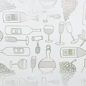 

150cm Length Static Cling Glass Film Wine Bottle Pattern Privacy Protection Water-Proof Home Office Decorative Window Sticker