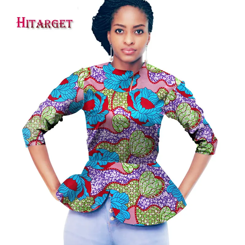 Новинка Дашики африканская женская одежда Bazin Riche модный элегантный короткий топ с круглым вырезом рубашки Анкара африканские Топы Одежда WY798
