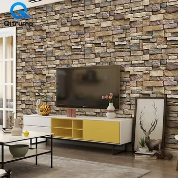 

Home Decor 3D Shale Stone Pattern Wallpaper Brick Stone Rustic Effect Self-adhesive Stickers Waterproof Wall Contact Wall Papers