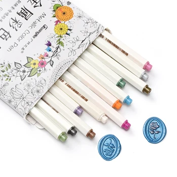 

WYSE Colorful Pen Wax Seal Stamp Mark Pen Decoration Wax Stamp Gold Color Pen Metallic for DIY Envelope