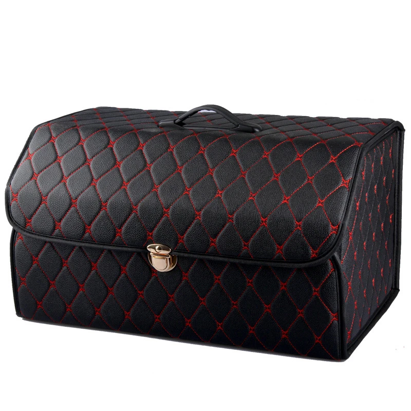 Car Trunk Organizer Box Storage Bag Auto SUV Trunk Bag PU Leather Folding Large Cargo Storage Stowing Tidying Car Accessories