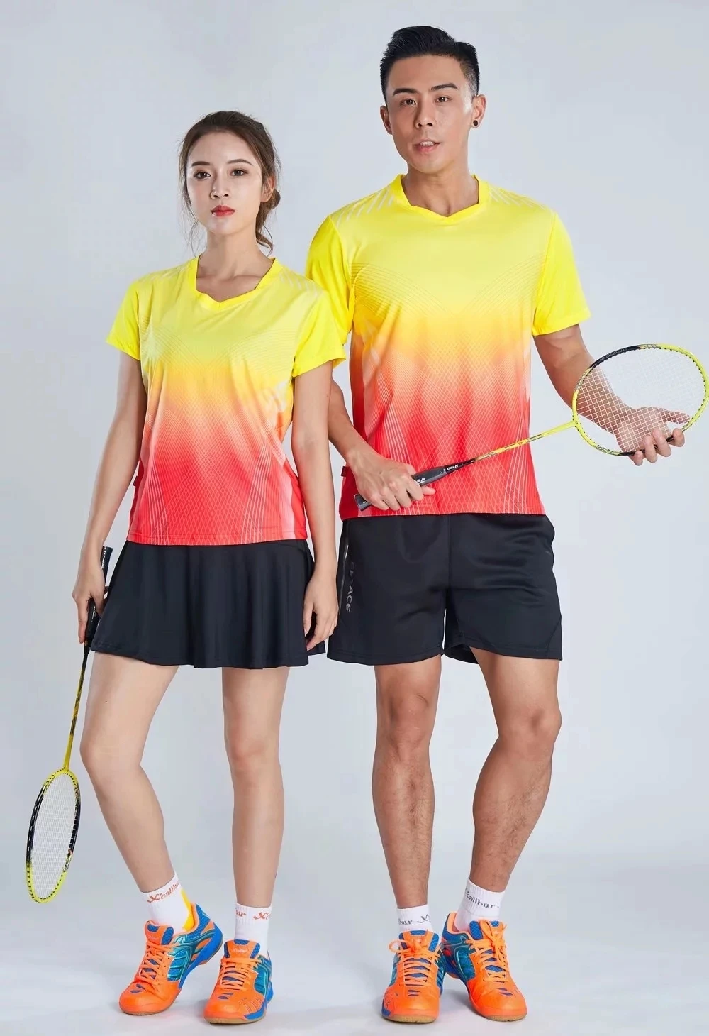 Contrast Badminton T-Shirt Sets Quick Dry Sweat Absorption Breathable Table Tennis Sports Suits For Men& Women L802SHC