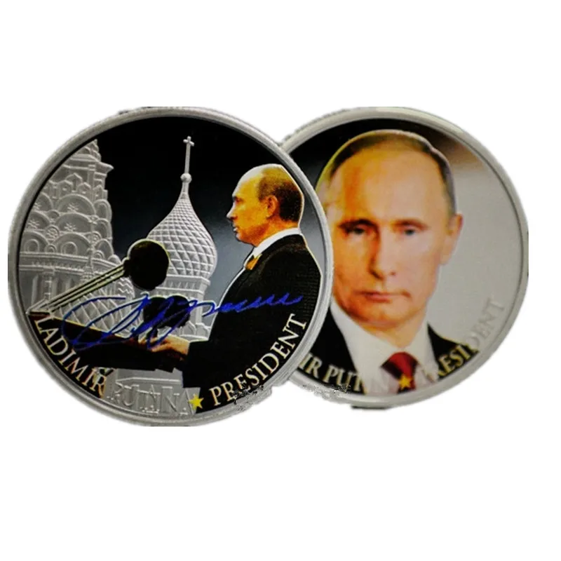 5 pcs Putin coin The president of Russia hero strong man silver plated badge 40 mm souvenir collectible metal coin