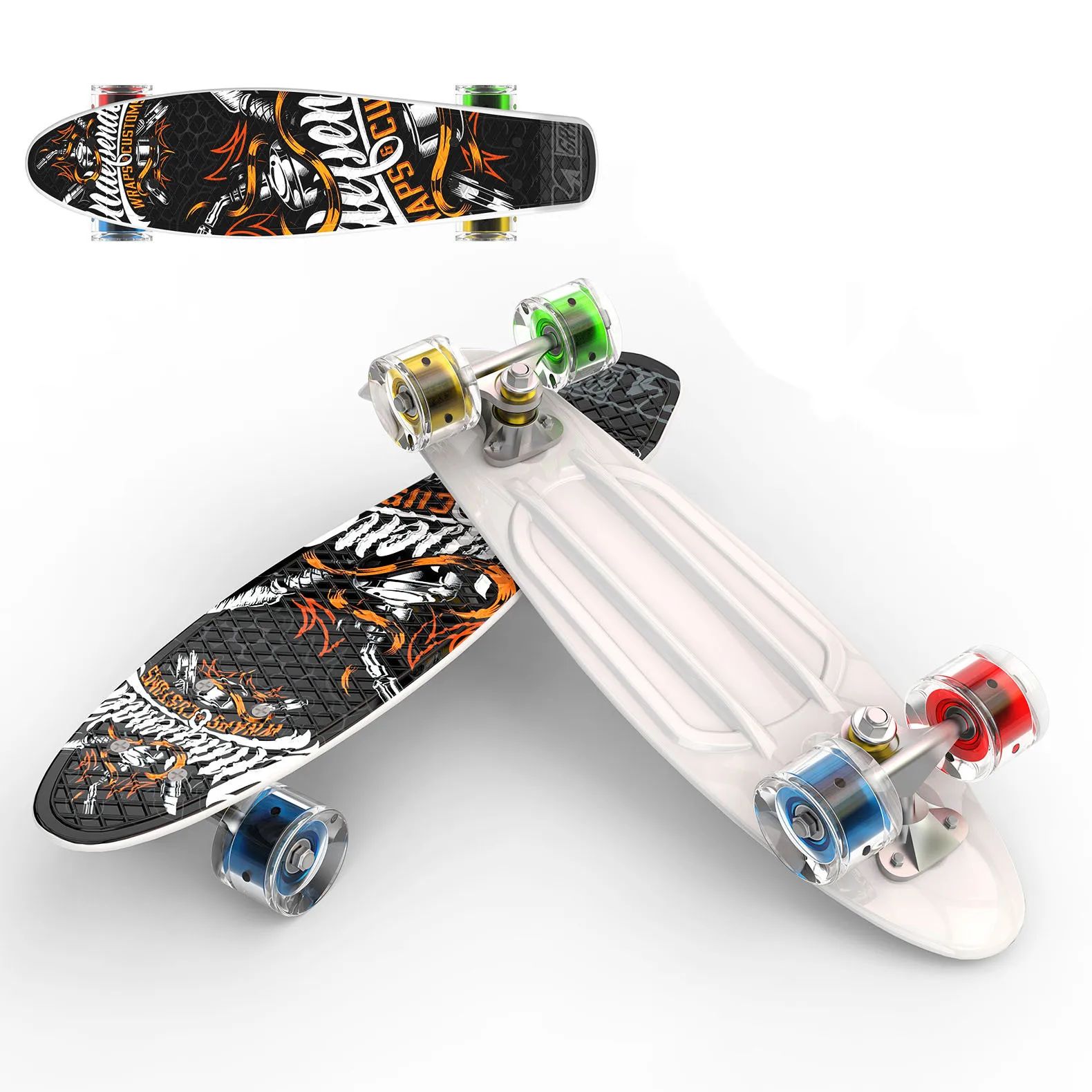 Children's Single Tilt Four-wheel Skateboard Transportation Printing Fish-shaped Board 22 Inch Fish-shaped Board Fish