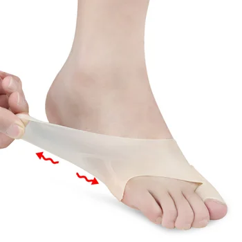 

2 Pairs/1 Set Foot Thumb Valgus Toe Correctors Toe Straightener Toe Orthotic Separator Foot Care Supplies (White/Skin Color)