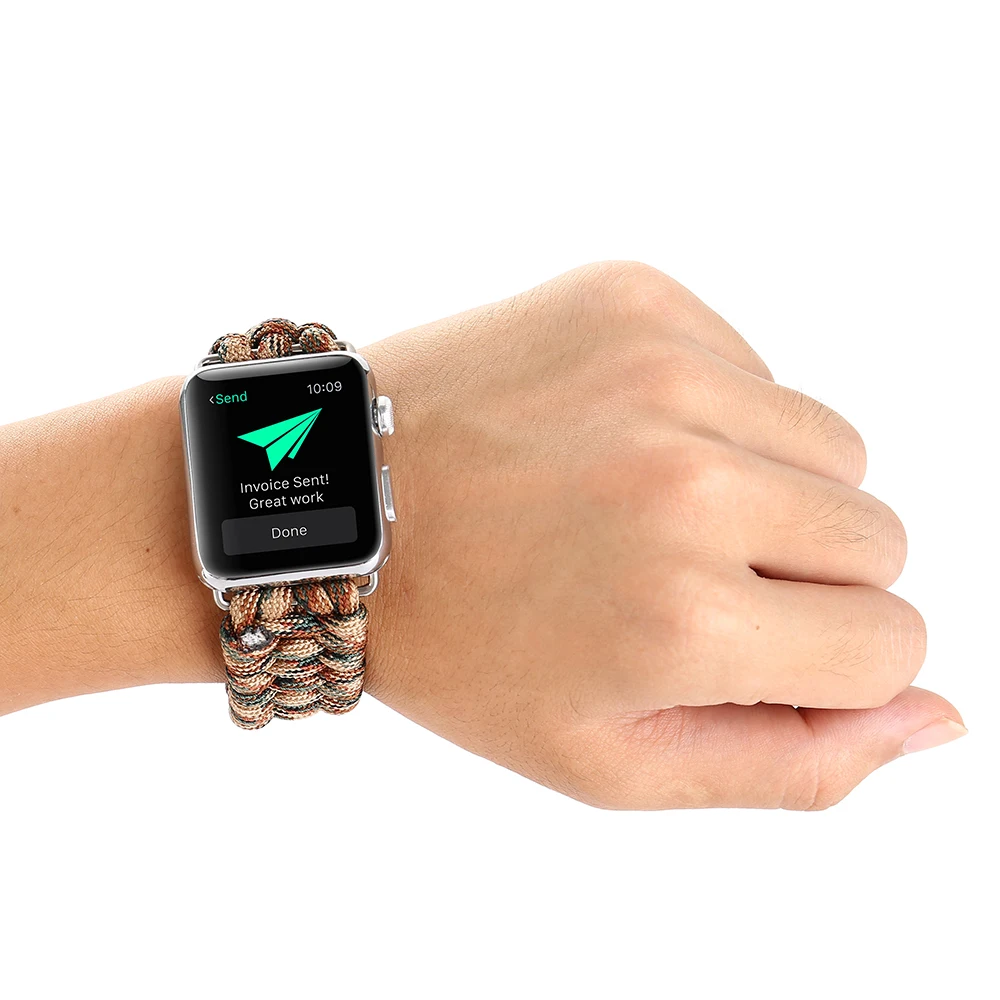 Тканый нейлоновый веревочный ремешок для apple Watch band 4(iwatch 5) 44 мм 40 мм apple watch 3 2 1 ремешок 42 мм 38 мм Ремешки для наручных часов для выживания на открытом воздухе