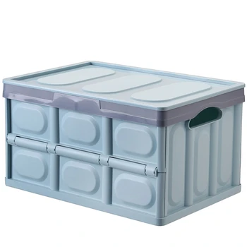 

30L Clothes Organizer with Lid Thickened Multifunction Storage Box Handles Folding Practical Car Trunk Saving Space Container