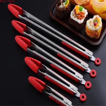 

Stainless steel Silicone Cover Handle Kitchen Tongs toast barbeque food clip with Lock Design Clamp 5 sizes BBQ 7"9"12"14"16inch