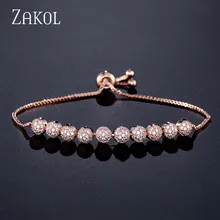 ZAKOL Новое поступление полукруглый Сияющий AAA кубический цирконий кристалл проложить регулируемые Модные CZ браслеты для женщин FSBP2059