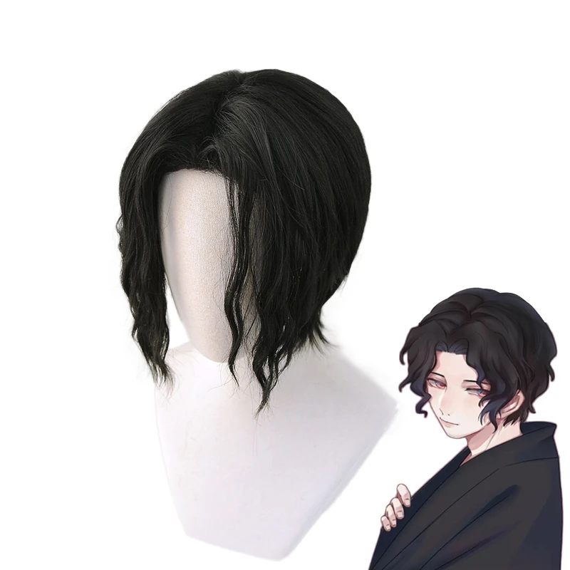 sexy police woman costume Demon Slayer Kimetsu no Yaiba Kibutsuji Muzan Black Short Curly Wig Cosplay Costume Men Women Heat Resistant Synthetic Hair sexy anime cosplay