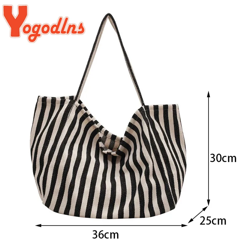 Large Capacity Canvas Bag for Women Fashion Striped Shoulder Bag New Top-handle Bag Travel Bag Shopping Tote Bolsa