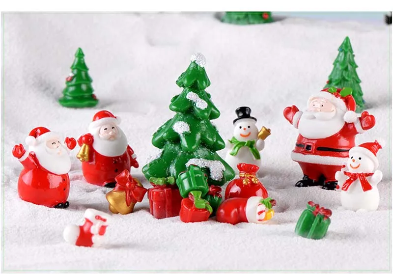 Mini Christmas Tree Snowman Gift Box shaped Ornament Sleigh Micro Landscape kids room decor Snow Scene Christmas Decor for home