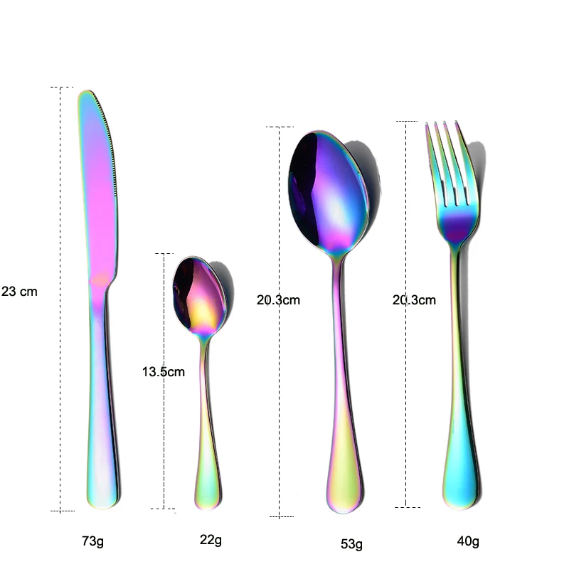 Rainbow Tableware Stainless Steel Cutlery Set Kitchen Cutlery Holder Fork Spoon Set Forks Knives Spoons Dinner cutlery set western style cutlery set stainless steel cutlery set