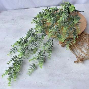 

1x PVC Artificial Fake Eucalyptus Garland Long Leaf Plants Greenery Foliage Decoration Artificial Leaves Vine