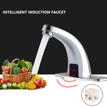 

Bathroom Automatic Infrared Sink Faucet Hands Touchless Sensor Tap Saving Inductive Electric Basin Faucet Mixer Basin Faucet
