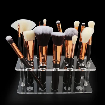 

20 Holes Acrylic Makeup Brush Holder Organizer Drying Rack Shelf Display Dryer Stand Storag Case Cosmetic Tool Tear off Sticker
