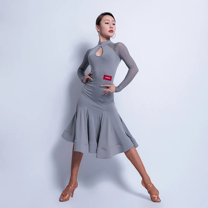 Сексуальное платье для латинских танцев женское с открытой спиной танго