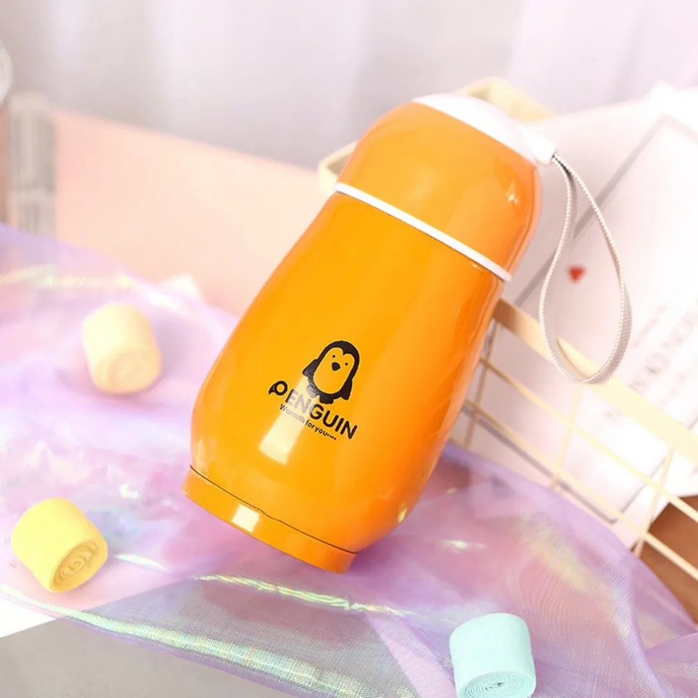 300 мл детский вакуумный термос с пингвином, портативная герметичная пластиковая Спортивная дорожная бутылка для здоровья, милая бутылка для детей в школу