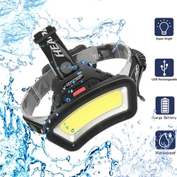 C2 8000LM USB rechargeable COB Headlamp LED Headlight Wide Angle COB Head Lantern Light Use 18650 for Outdoor Hiking Lamp Torch