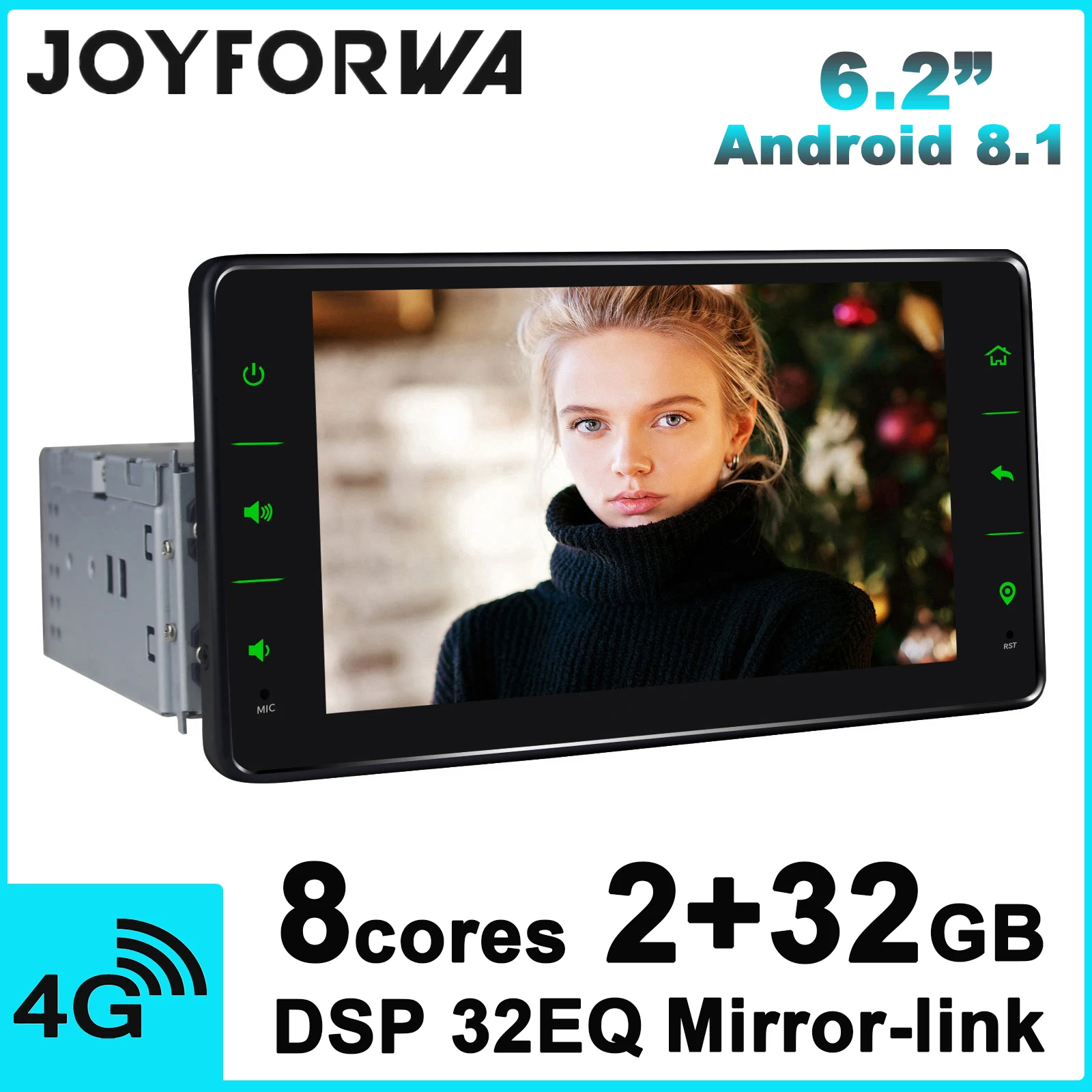 

DSP 4G SIM Card Mirror Link 1Din 6.2" Android 8.1 Car Stereo Multimedia Radio GPS SPDIF Subwoofer DVR DAB RCA OBD RearViewCamera