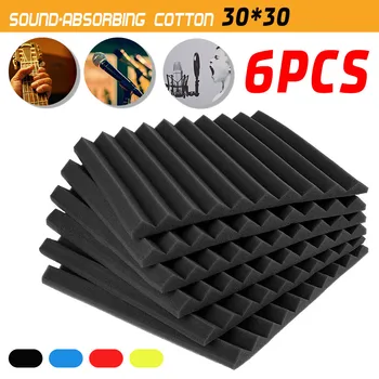 

6pcs Studio Acoustic Foams Panels Sound Insulation Foam Soundproofing Sound Treatment Studio Room Absorption Tiles 30X30CM