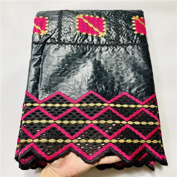 

Latest Cheap Price African Bazin Lace Fabric High Quality Brazin Riche Fabric Black Lace Fabric For Dresses 5 Yards