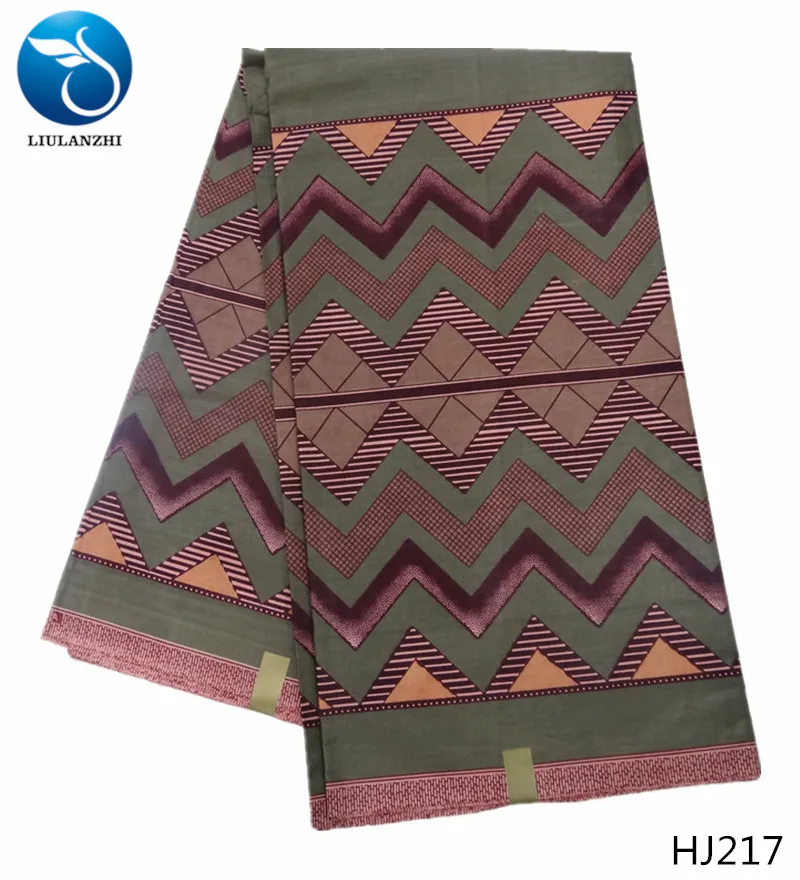LIULANZHI Java восковая ткань новейший узор зеленая Анкара восковая ткань хлопок батик ткань для женского платья 6 ярдов HJ201-HJ221 - Цвет: HJ217