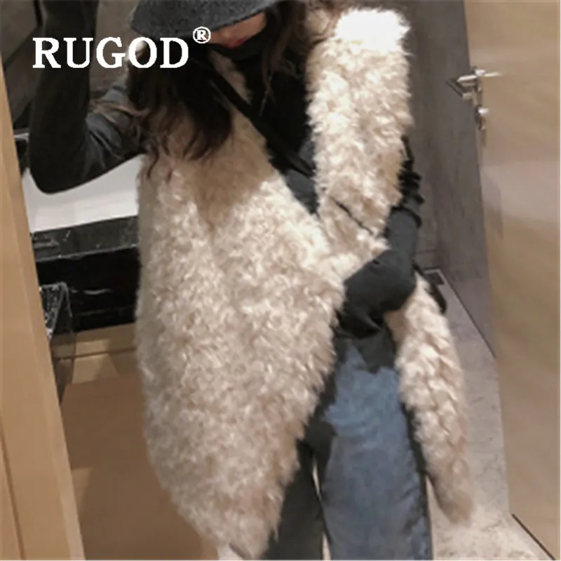 RUGOD Новое поступление Зимний теплый хлопковый жилет для женщин без рукавов Свободный мягкий жилет модный Женский Повседневный однотонный милый топ