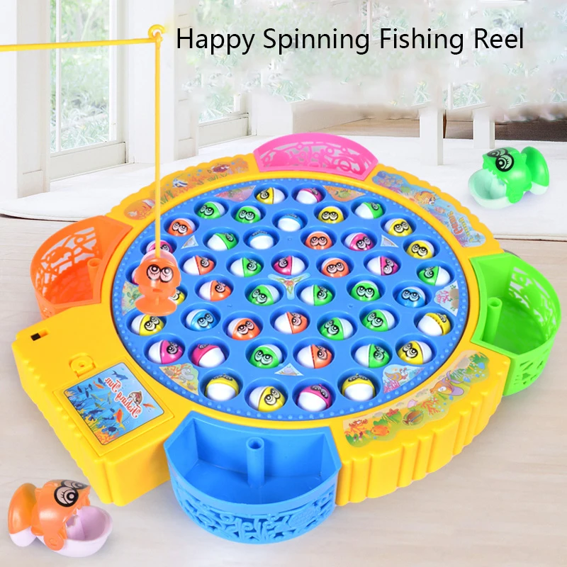 New Kids Fishing Toys Electric Rotating Fishing Play Game Musical Fish  Plate Set Magnetic Outdoor Sports Toys for Children Gifts