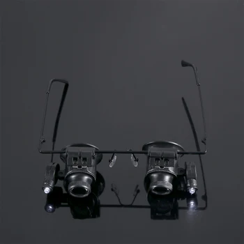 

Two LED Lights 20X Glasses Type Magnifier Watch Repair Tool Jeweler Microscope Head-mounted Loupe Jewelry Tools