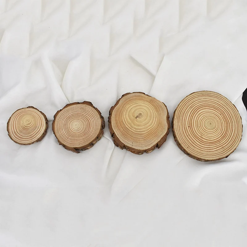 Необработанные натуральные круглые деревянные пластинки с деревом коры деревянные подставки для поделок украшения для свадебной вечеринки