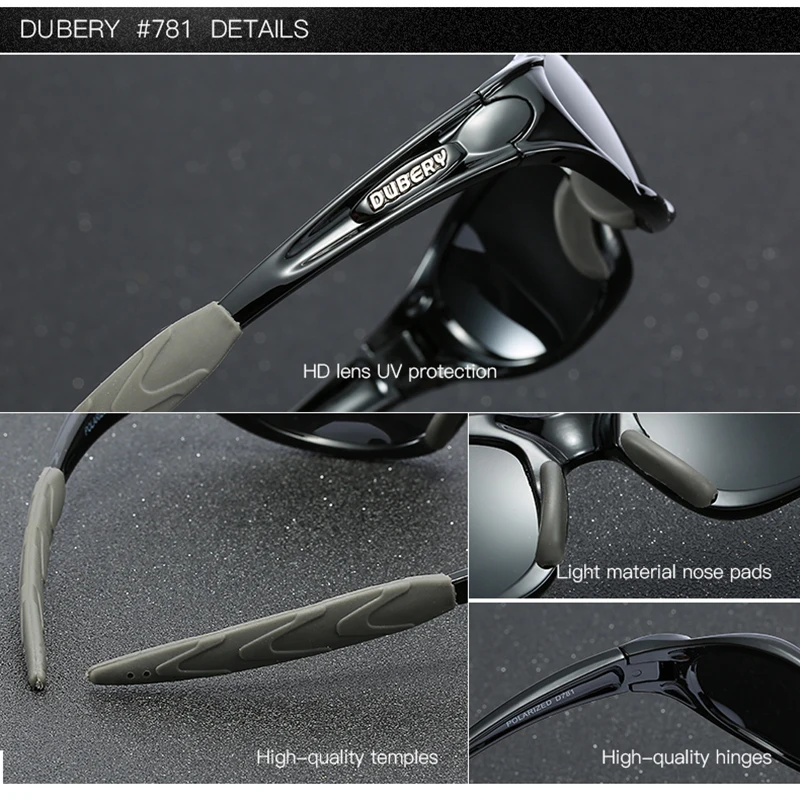 DUBERY, Винтажные Солнцезащитные очки, поляризационные, мужские солнцезащитные очки для вождения, черные, мужские очки, 10 цветов, модель 781