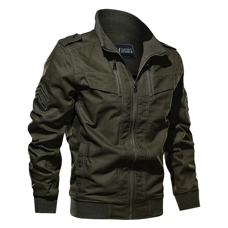 

2019 Spring New Style Men Jacket Pure Cotton Washing Workwear Large Size Loose-Fit Solid Color Coat Men's
