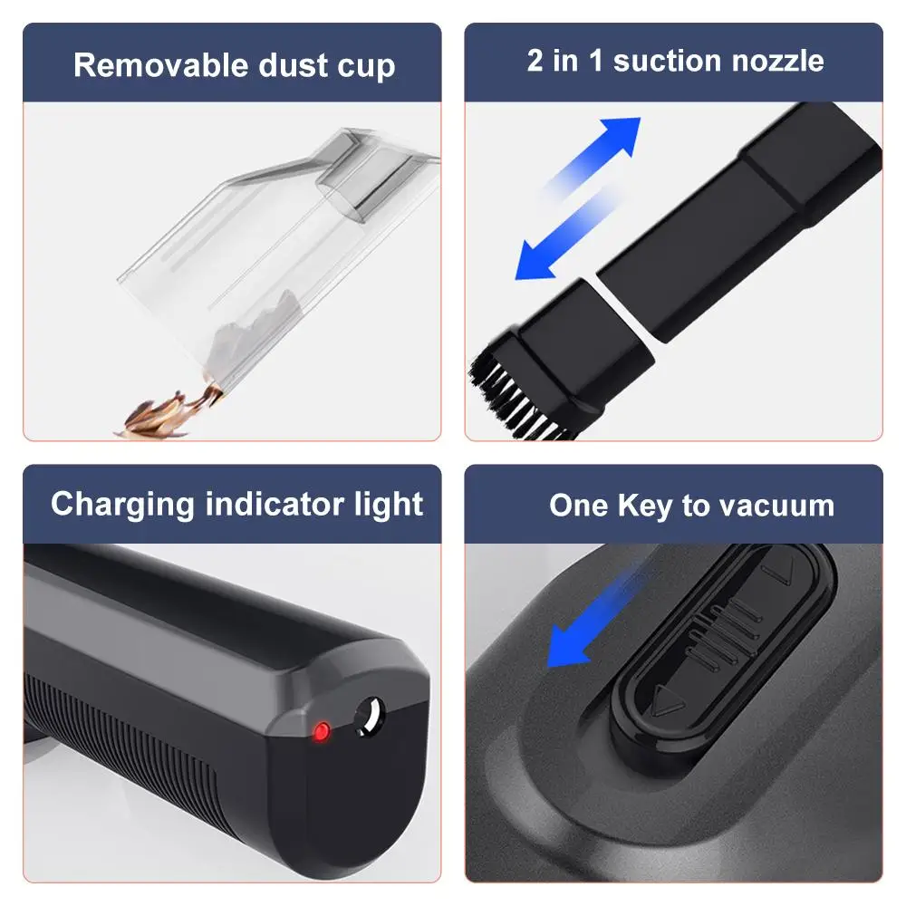 120W 10000pa Strong Suction Wireless Car Vacuum Cleaner Portable with Handheld Vacuum Cleaner Car Household Dual-use Mini Cleane