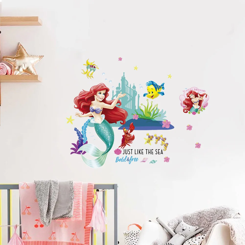 C031 disney Русалка Ванная Комната Водонепроницаемые настенные наклейки для детей спальня гостиная мобильное украшение для комнаты теплые наклейки