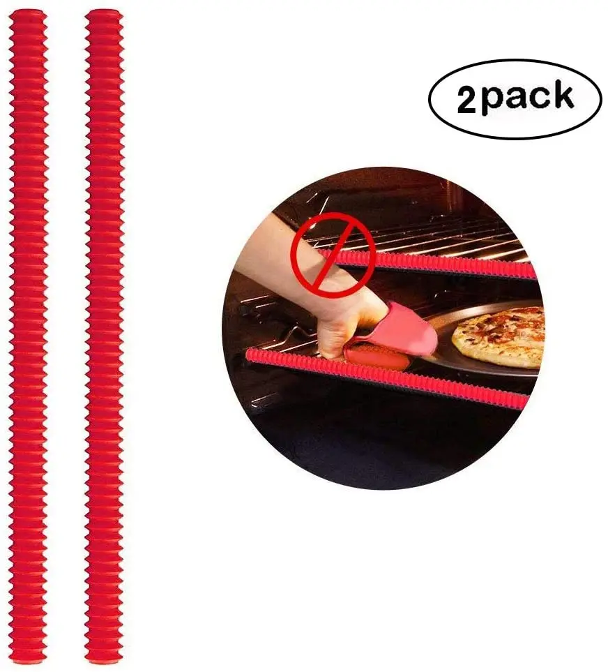 

2pcs/set Silicone Oven Rack Guards Interlocking Oven Shelf Edge Guards Threaded Heat Resistant Rack Shield